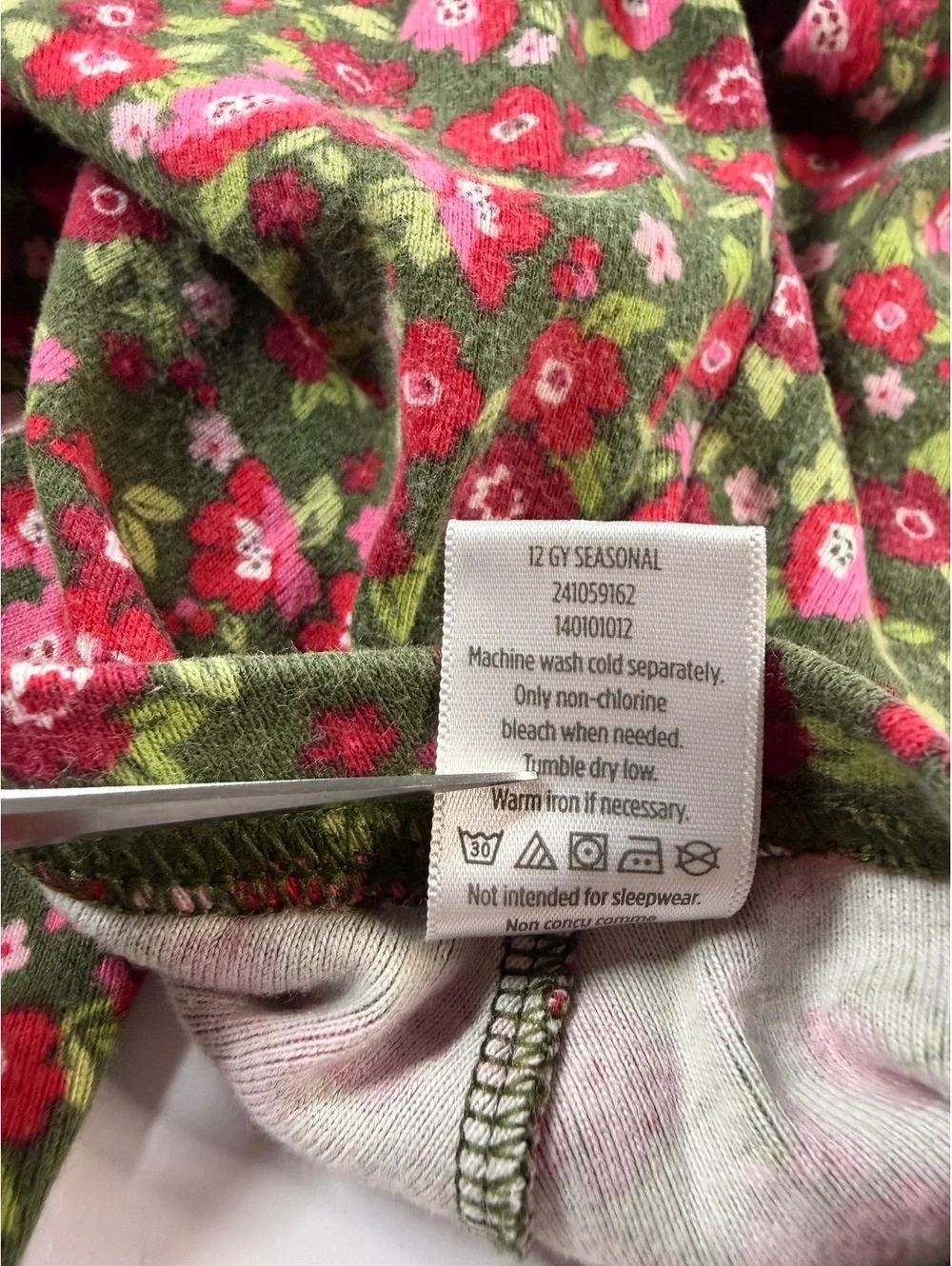 Gymboree Girls Size 7 Olive Green Red Floral Leggings Seasonal